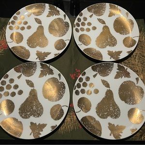 GORGEOUS CRATE AND BARREL GOLD FRUIT PLATES